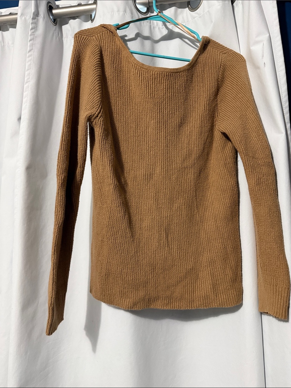 Banana Republic Camel Ribbed Scoop back Sweater